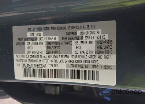 2024 Mazda Cx-30 2.5 Turbo Premium Package from USA, damaged, VIN 3MVDMBDY7RM613744